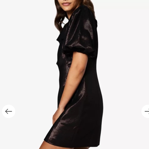 New Aligne Co. Anthropologie shiny Gara Rust black lurex mini dress - Picture 2 of 7